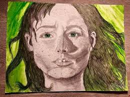 Original Pencil Drawing with Watercolor Accents Art Print, 'It Ain't Easy  Being Green'.