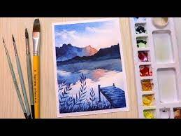 Watercolor Painting For Beginners Mountains Landscape Easy Youtube Watercolor Scenery Mountain Landscape Painting Landscape Drawings