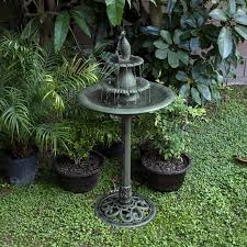 Sold by home & kids ny. Alpine Corporation Plastic 3 Tier Pedestal Fountain Bird Bath Green Walmart Com Walmart Com