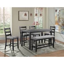 In my attached pictures i have a regular height rectangle table and a couch. Elements Martin 6 Piece Counter Height Dining Set With Bench Royal Furniture Pub Table And Stool Sets
