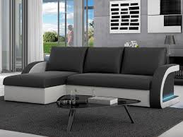 Canape D Angle Convertible Et Reversible En Simili A Leds Corneille Bicolore Noir Blanc Canape Angle Convertible Canape Angle Maison