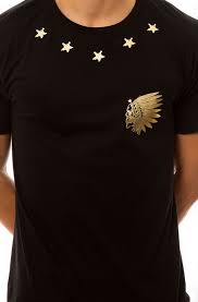Elwood Tee Native Skull Star In Black And Gold Awesome Shirt Designs Mens Tees Fashion Black And Gold Shirt
