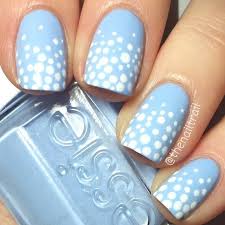 Light Blue Nails With White Dots Blue And White Nails Light Blue Nails Dots Nails