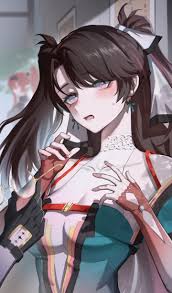 male rover (wuthering waves), rover (wuthering waves), yinlin (wuthering  waves), zhezhi (wuthering waves), wuthering waves, absurdres, chinese  commentary, commentary request, highres, 1boy, 2girls, aqua dress, aqua  eyes, bare shoulders, black gloves, black