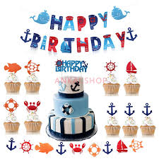 This incredible mermaid themed wedding cake won first in class gold award at cake international 2016 london. Ankai Ocean Theme Pirate Ship Anchor Rudder Cake Topper 1st First Birthday Banner Felt Bunting Flag Nautical Party Decoration Theme Party Shopee Philippines