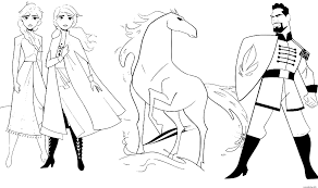 coloriage anna et elsa avec le cheval nokk contre lieutenant mattias de la reine des neiges 2 a imprimer pruche arbres