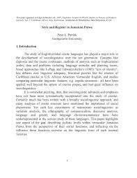Pdf Style And Register In Jamaican Patwa