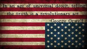 ❤ get the best usa flag wallpaper on wallpaperset. Hd Wallpaper Usa Flag With Text Overlay Stars America George Orwell Upside Down Wallpaper Flare