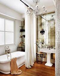 Funky, unique & cool shower curtains: Gorgeous Shower Curtains And Antique Look Mirror Shabby Chic Bathroom Romantic Bathrooms Sophisticated Bathroom