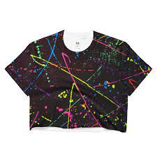 80s Clothing Splatter Paint Splatter Crop Top Rainbow Neon Etsy Neon Party Outfits Neon Outfits Neon Shirts