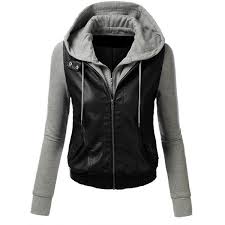 Tl Womens Faux Leather Zip Up Moto Cropped Bomber Jacket With Hoodie 21 Liked On P Faux Leather Bomber Jacket Faux Leather Motorcycle Jacket Hoodie Jacket