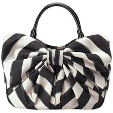 Black And White Striped Purse With Red Bow Lulu Guinness Wanda Small Bow Stripe Handbag Black White Striped Handbag Bags Lulu Guinness