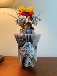 Flower Vase Folded Book Art Sculpture Folded Book Art Book Folding Book Art