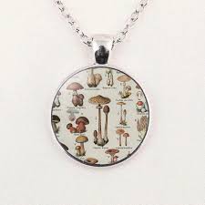 mushroom chart science art glass cabochon necklace pendant bead creative unisex jewelry gifts