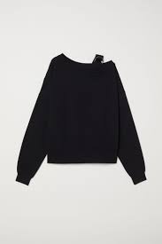 one shoulder top black ladies h m us one shoulder tops black tops long sleeve sweatshirts