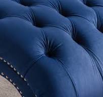 Tufted Armless Chaise Lounge Blue Polyester Fabric