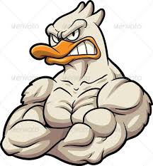 Strong Duck Mascot Cartoon Drawings Cartoon Sketches Illustration Art