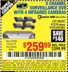 A wide variety of bunker hill camera options are available to you, such as optical zoom, special features, and certification. Harbor Freight Tools Coupon Database Free Coupons 25 Percent Off Coupons Toolbox Coupons 8 Channel Surveillance Dvr With 4 Infrared Cameras