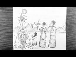 You can edit any of drawings via our. Beautiful Scenery Drawing For Pongal Festival Matki Drawing Sankranti Festival Drawing Youtube In 2021 Drawings Art Male Sketch