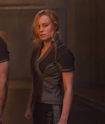 Captain Marvel Carol Danvers Arena Jacket Brie Larson Arena Jacket Celebrity Jackets Distressed Leather Jacket Celebrities Leather Jacket