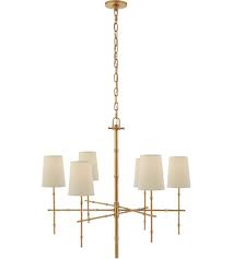 Sourcing guide for bamboo ceiling light: Visual Comfort Studio Grenol 6 Light 33 Inch Hand Rubbed Antique Brass Chandelier Ceiling Light S5161hab Pl Open Box