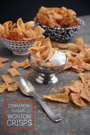 The wonton wrappers have to be crushed several times by a machine. Cinnamon Sugar Wonton Crisps Shutterbean