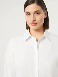 Hemdbluse aus Baumwollpopeline, weiss