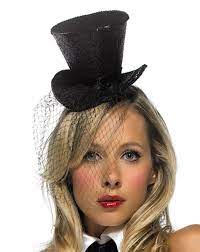 Mini Black Tophat With Veil In Accessories Hats Hats Classic Hats Mini Top Hat Hat With Veil Costume Hats