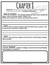 The Outsiders S E Hinton Novel Companion Student Workbook Creative The Outsiders Middle School Reading Workbook