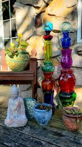 Glass Garden Art Totems Garden Art Sculptures Diy Glassware Garden Art Glass Garden Art