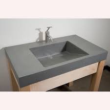 Polished Concrete Vanity With Integrated Ramp Sink On Custom Made Maple Stand Descri Custom Bathroom Vanity Bathroom Furniture Design Small Bathroom Furniture