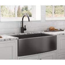 Shop wayfair for all the best farmhouse & apron stainless steel kitchen sinks. Ruvati Farmhouse Apron Front Stainless Steel 36 In Single Bowl Kitchen Sink In Gunmetal Black Matte Rvh9880bl The Home Depot