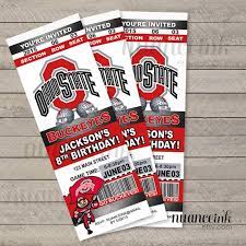 Ohio State Birthday Party Ticket Invitations Printed Or Digital Copy 24 Hr Turna Football Birthday Invitations Football Birthday Party Birthday Themes For Boys