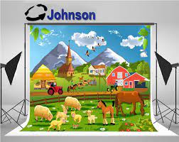 Desa pertanian rumah alam rumput lanskap taman. Pertanian Kartun Desa Pedesaan Hewan Red Barn Pemandangan Pedesaan Pagar Latar Belakang Komputer Cetak Pesta Latar Belakang Background Aliexpress