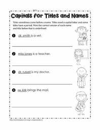 Capital Letters For Titles And Names For First Graders Capital Letters Worksheet Proper Nouns Worksheet Parts Of Speech Worksheets