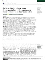 Pdf Safety Evaluation Of Intravenous Immunoglobulin In