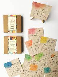 Seed Paper Plantable Calendar 2022 Handmade Recycled Etsy Recycled Paper Crafts Seed Paper Calendar Design