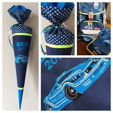 Schultute Aus Stoff Polizei 110 Polizeiauto Polizeihubschrauber Hubschrauber Auto Blaulicht Appliziert Applikat Schultute Polizei Schultute Polizeiautos