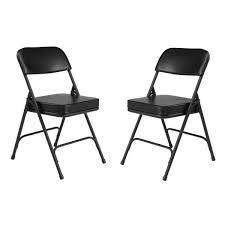 National Public Seating 3200 Series Premium 2 In Vinyl Upholstered Double Hinge Folding Chair Black Pack Of 2 3210 The Home Depot Best Folding Chairs Folding Chair Padded Folding Chairs