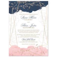 Navy Pink White Geometric Shape Watercolor Wedding Invitation Rose Gold Wedding Invitations Wedding Invitations Watercolor Wedding Invitations