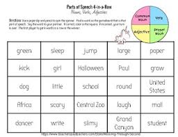 The amended list is included below along with the definitions of each word. Noun Verb Adjective Game 4 In A Row By Mooving Through Second