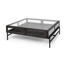 Opt for a finish like black or white to fit in. Arelius 42 Square Glass Top Brown Wood W Black Metal Base Display Coffee Table Metro Element