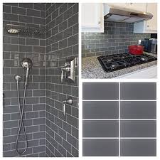 Best reviews guide analyzes and compares all shower walls of 2020. 3 X6 Gray Crystal Glass Subway Tile For Kitchen Bathroom Shower Wall Box Of 5 Sq Ft 79 Buy Online In China At China Desertcart Com Productid 57196020