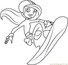 Kim possible and ron coloring page free kim possible. Kim Possible On Snowboard Coloring Page Free Kim Possible Coloring Pages Coloringpages101 Com Coloring Home