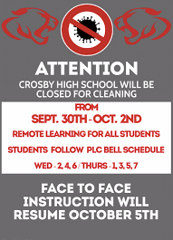 The incumbent will vacuum and buff the floors. Crosby High School Closed For Cleaning Through End Of The Week In Person Classes Resume Monday