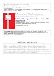 Pdf Practitioner Talk The Changing Textscape Of Hrm And Emergence Of Hr Business Partnership
