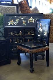 Happy Thursday Everyone How Cool Is This Precious Stone Oriental Secretaire With Matching Chair 3 Such A Neat St Matching Chairs Antique Dresser Home Goods
