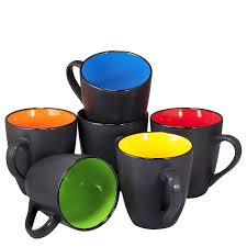 Coffee Mug Set Set Of 6 Large Sized 16 Ounce Ceramic Coffee Mugs Restaurant Coffee Mugs Matte Black Best Coffee Mugs Mugs Set Mugs