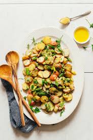 By doing this while the potatoes are hot, they absorb the french salad dressing flavour rather than just coating them. Simple French Style Potato Salad Minimalist Baker Recipes