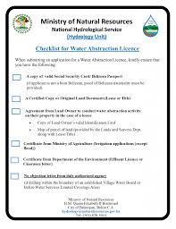 The federal supervisory natural resources management service. Hydrology Checklist For Water Abstraction License Ministry Of Natural Resources